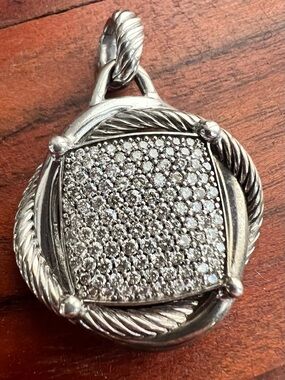 David Yurman Large Sterling Silver Diamond Infinity Necklace